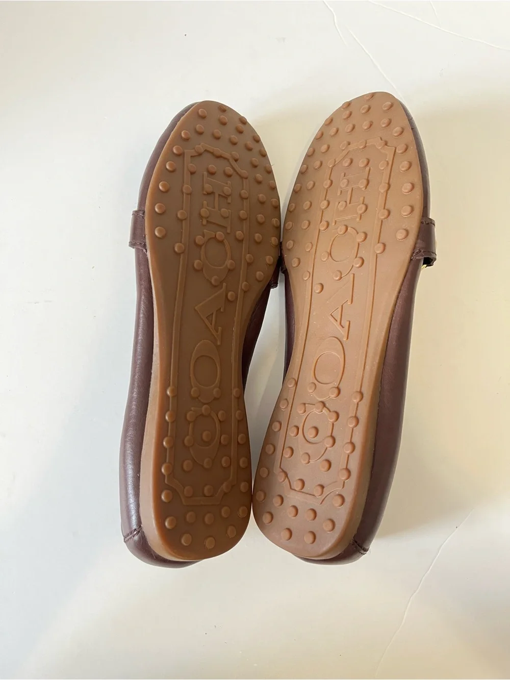 Coach Felisha Brown Leather Gold Accent Driving Loafers Size 8M